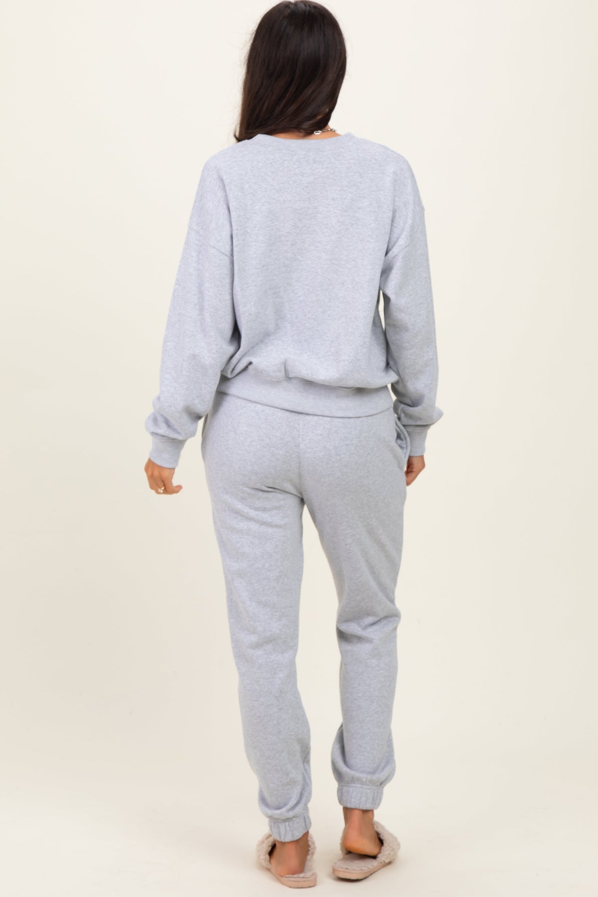 Heather Grey Cozy Fleece Long Sleeve Pullover & Jogger Set