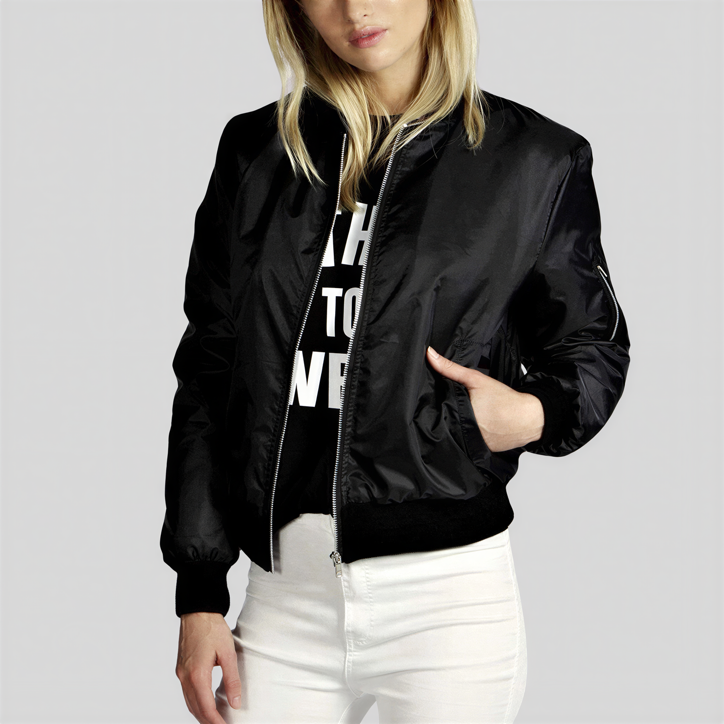 Glossy Finish Bomber Jacket Perfect for a Casual Everyday Look in Green - image 6
