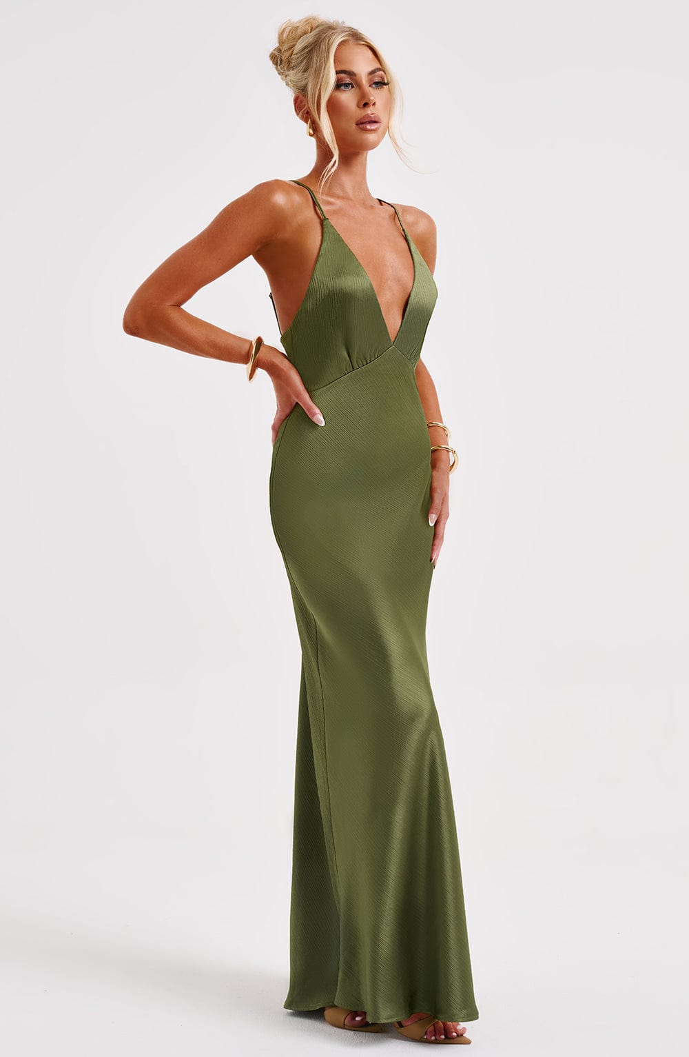Anja Khaki Maxi Dress in XS - image 8