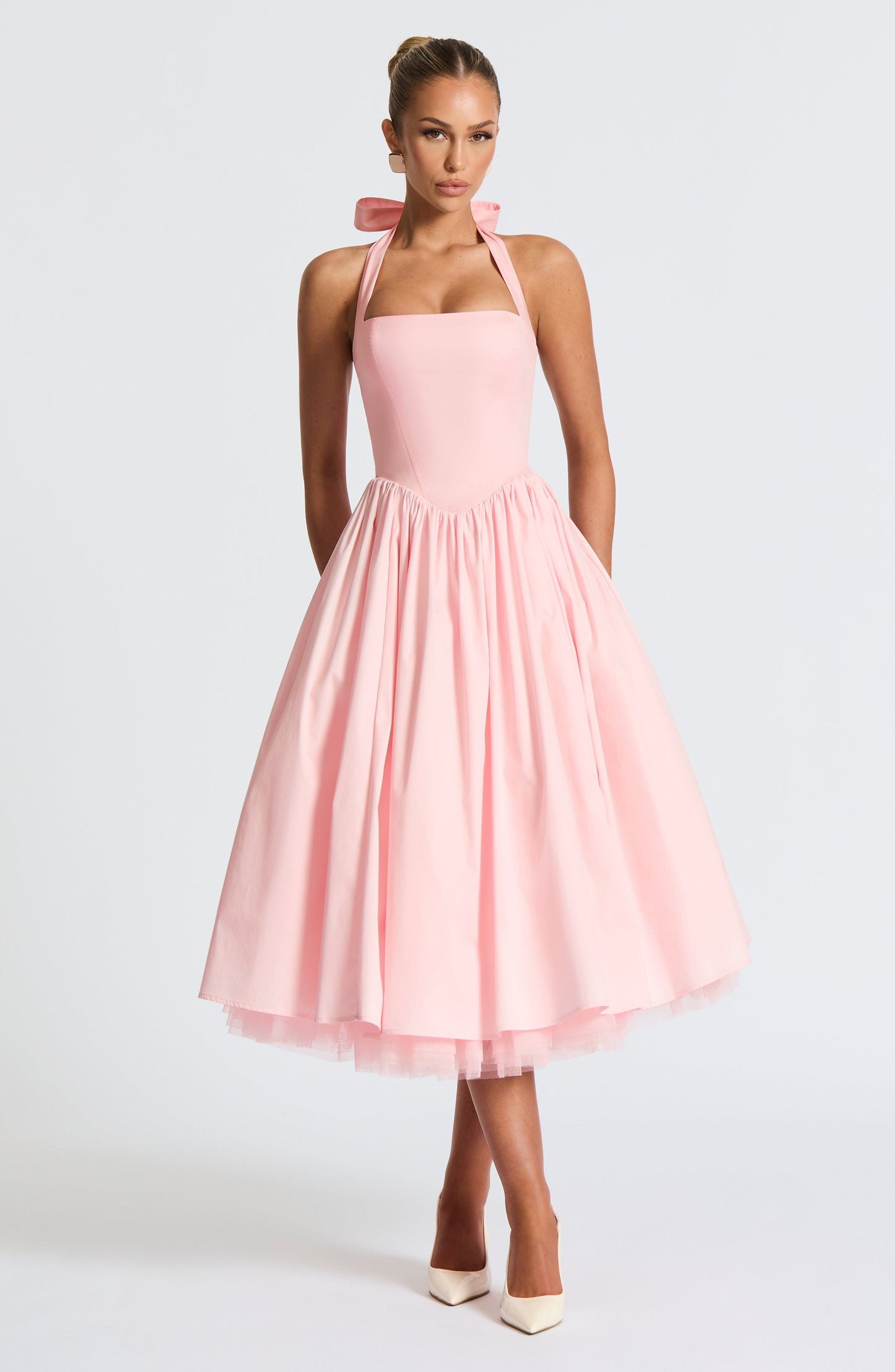 Sophia Blush Midi Dress - Elegant Summer Fashion