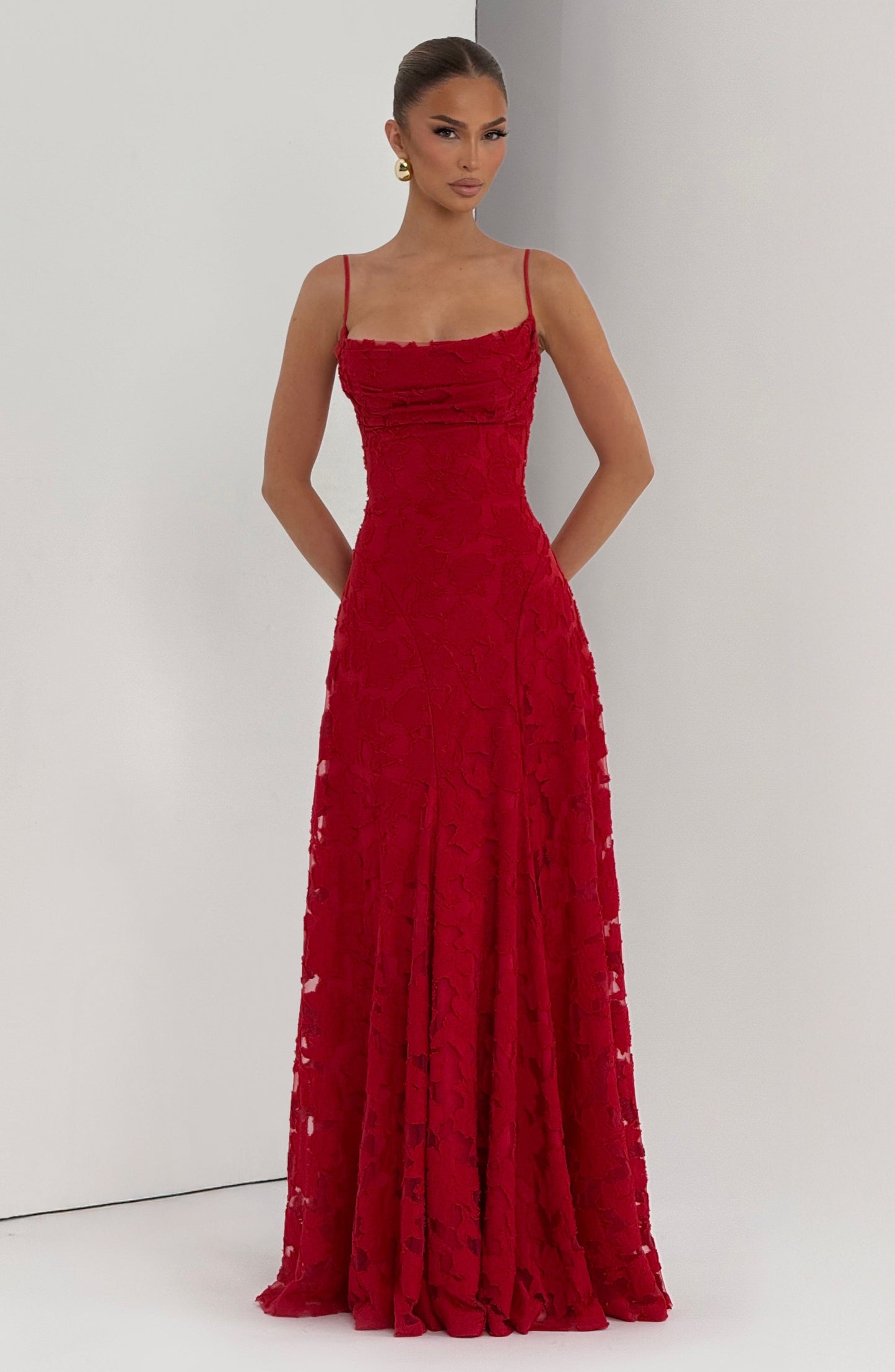 Sophia Red Maxi Summer Dress for Women