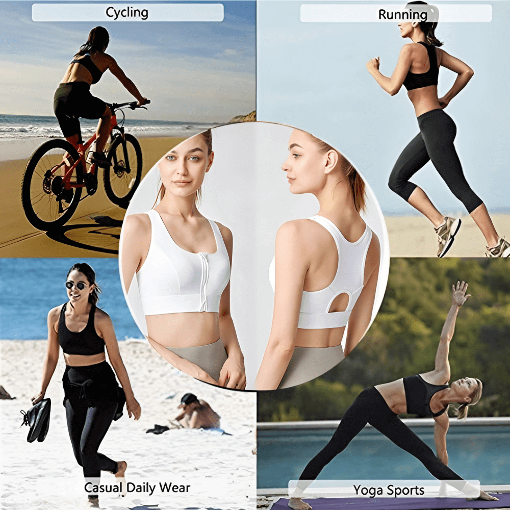 Front Zip Racerback Sculpting Sports Bra with Wide Band
