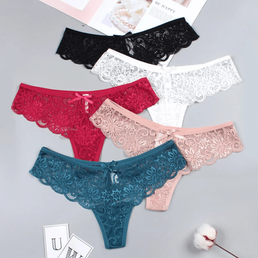 Low-Waist Lace G-String Women's Underwear with Transparent Detailing