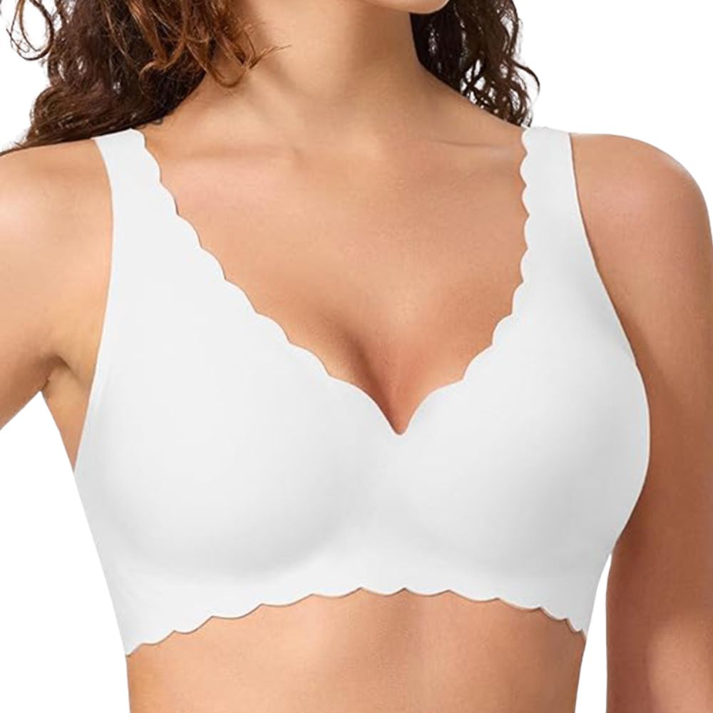 Magic Scallop Seamless Wireless Bra with Deep V Neckline