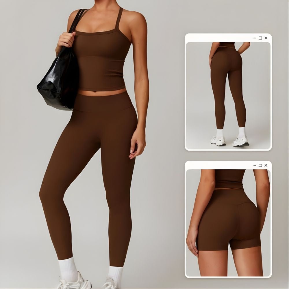 Crossback Strappy Built-In Bra Tank Top with Removable Pads