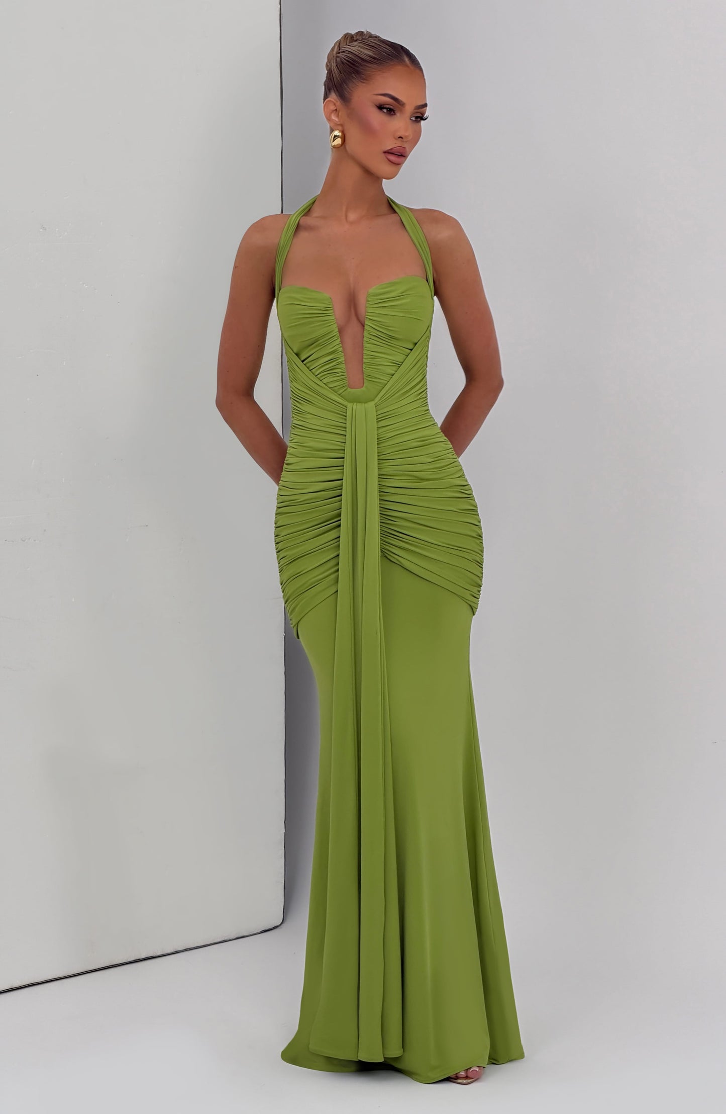 Sophia Olive Maxi Summer Dress