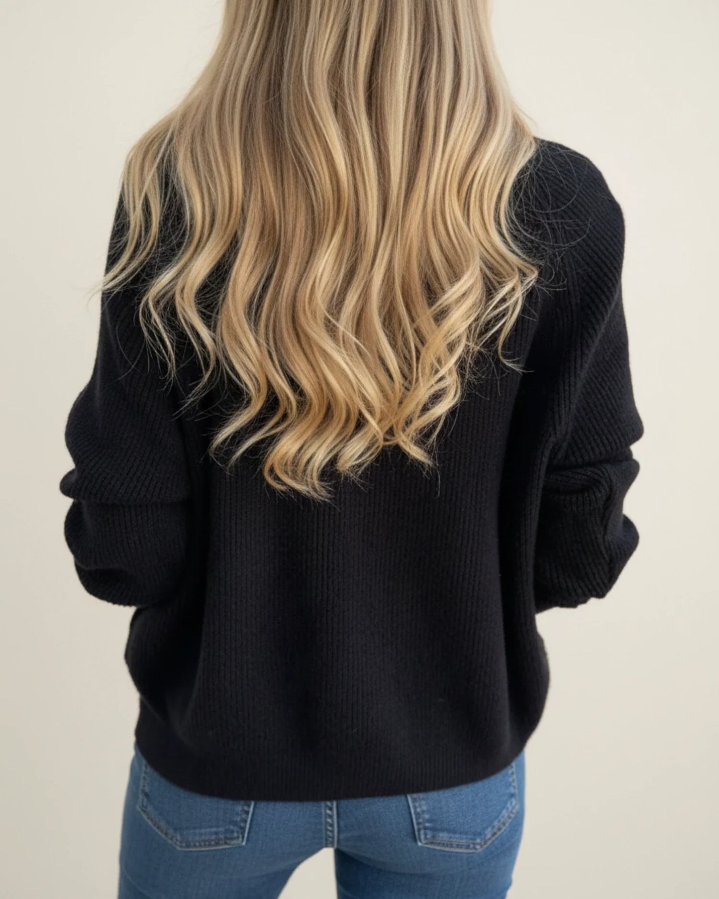 Luvrefashion | Ribbed Zip Up Sweater for in Beige - detail view