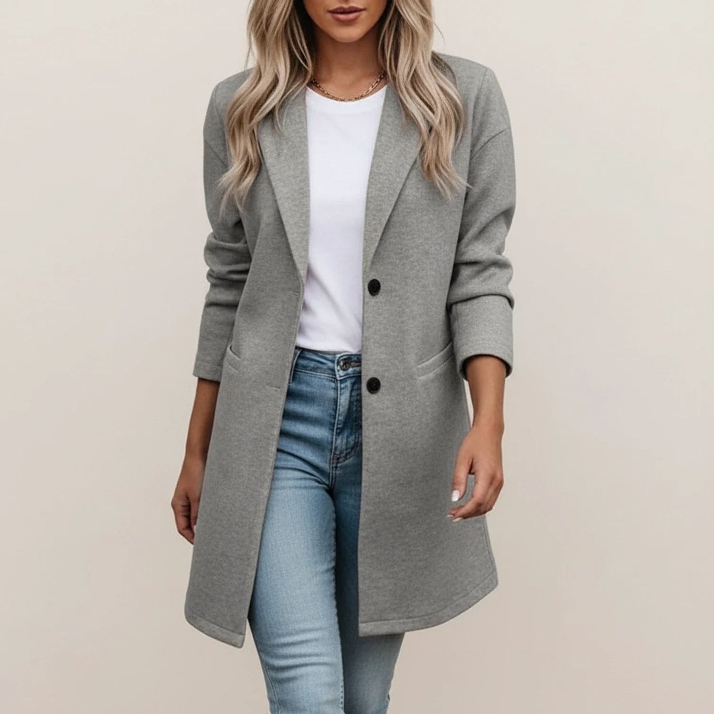 Luvrefashion | Extended Length Blazer in Black - side view
