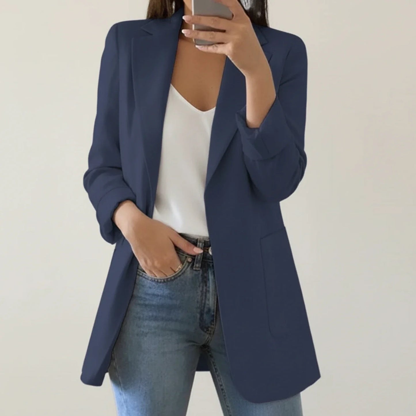 Luvrefashion | Open Front Blazer Jacket for in Black - detail view