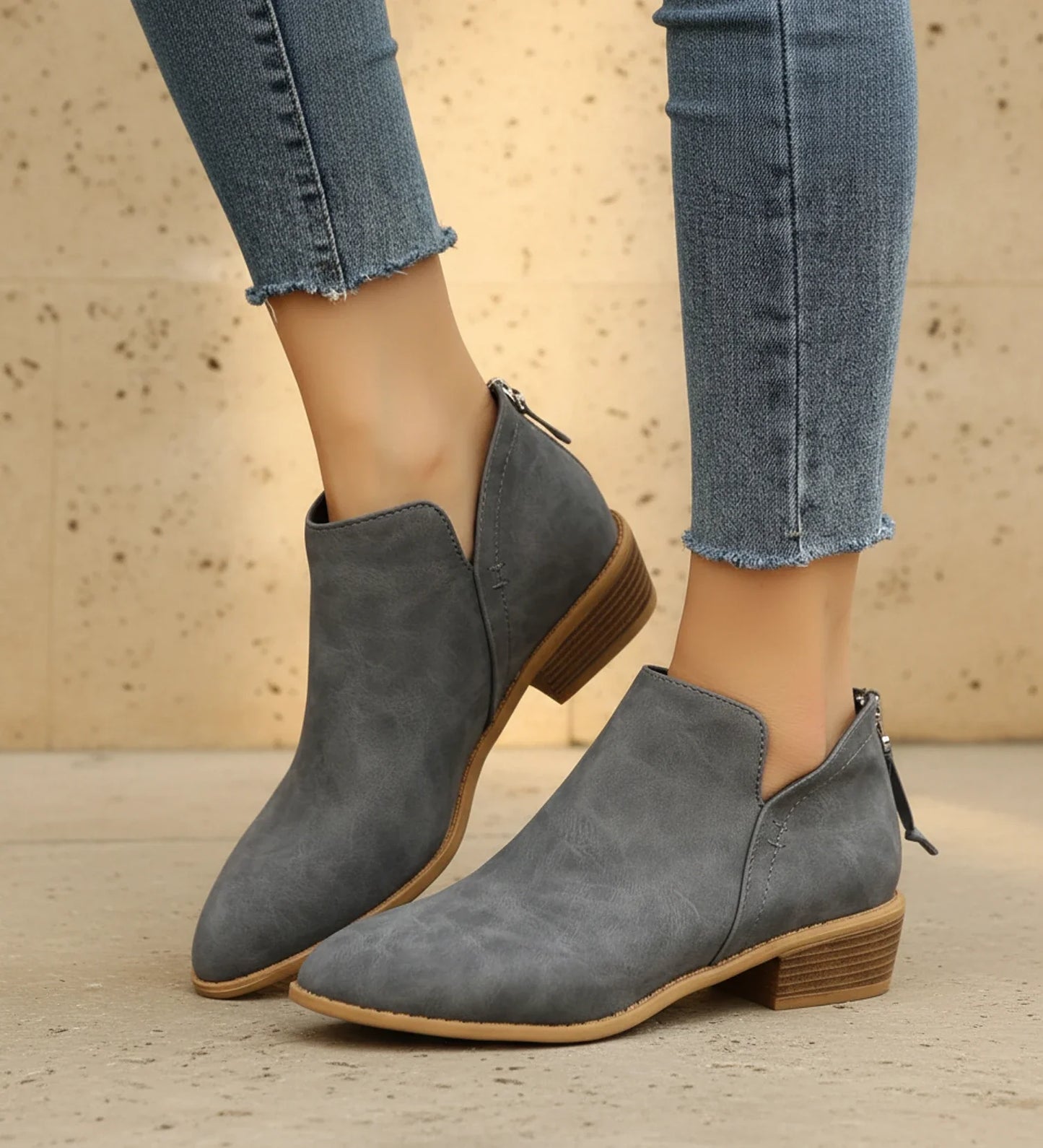 Luvrefashion | Pointed Toe Ankle Boots for in Green - back view