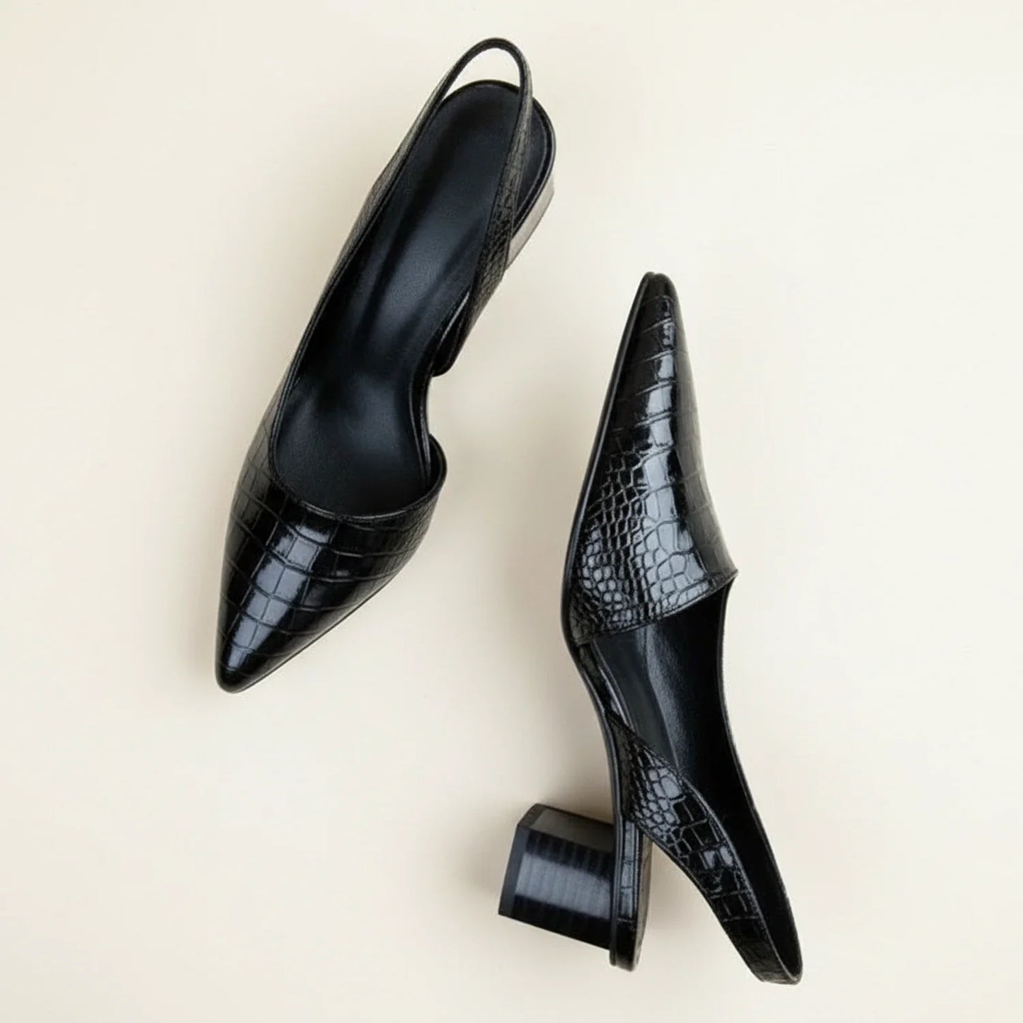 Luvrefashion | Chic Slingback Heels for in Black - side view