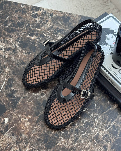 Sophia Mesh Ballerina Flats | Breathable Mesh & Leather