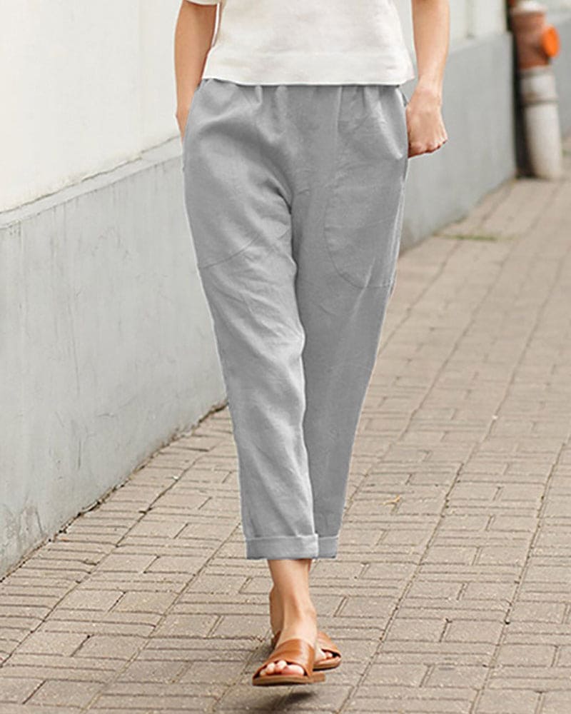 Luvrefashion | Diane Lightweight Relaxed Fit Pants Comfortable and Breathable in White - side view
