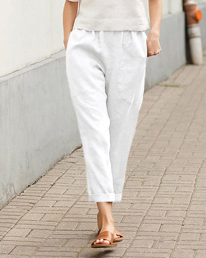 Diane Lightweight Relaxed Fit Pants Comfortable and Breathable in White - back view