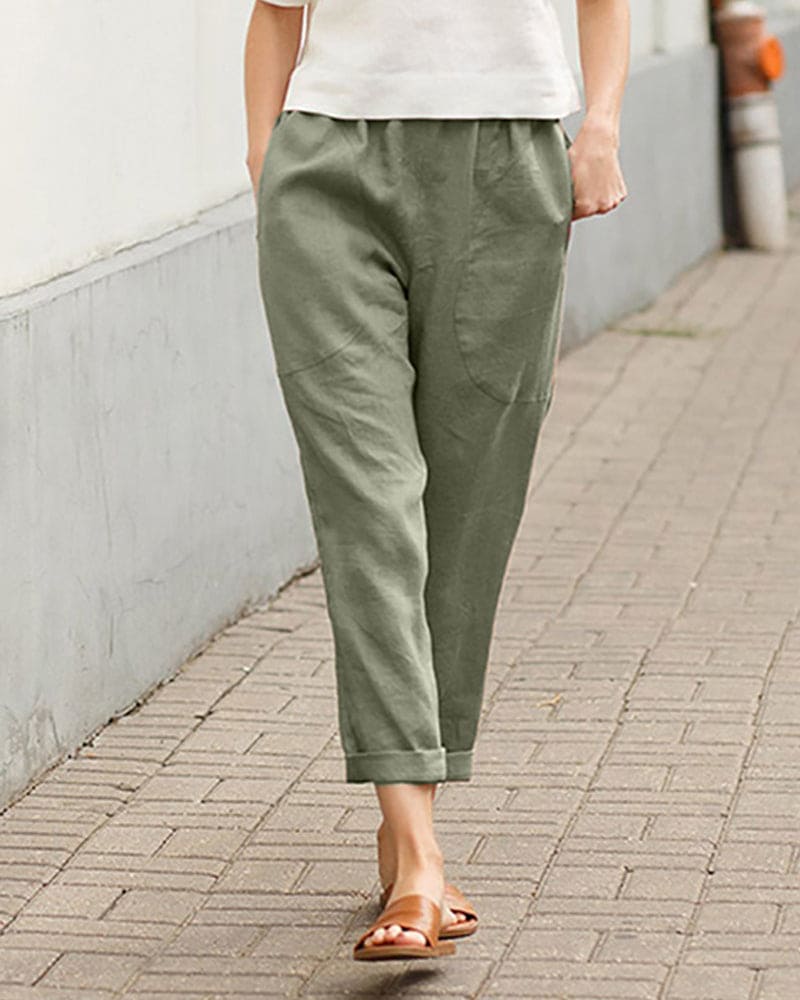 Luvrefashion | Diane Lightweight Relaxed Fit Pants Comfortable and Breathable in White - styled look