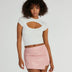 Black Ruched Faux Leather Bodycon Mini Skort - PINK