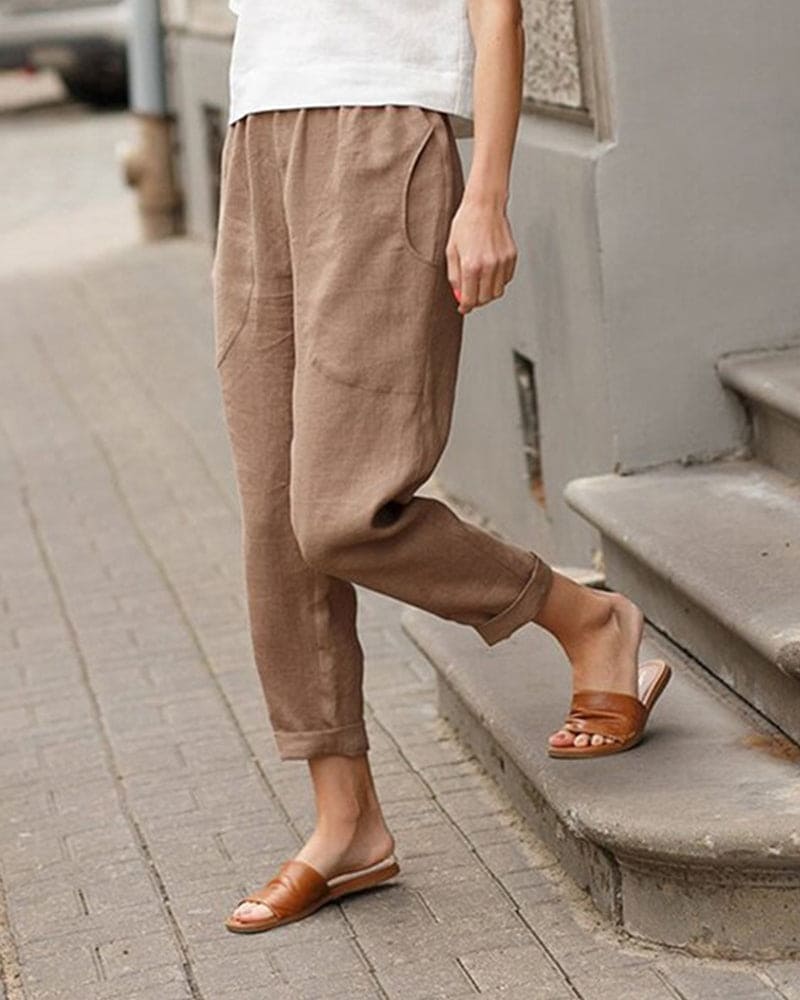 Luvrefashion | Diane Lightweight Relaxed Fit Pants Comfortable and Breathable in White - image 6