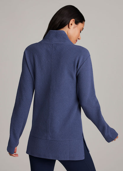 Studio Jacquard Mock Neck Tunic Pullover with Thumb Holes