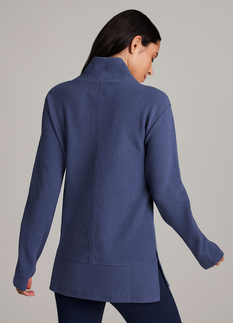 Studio Jacquard Mock Neck Tunic Pullover with Thumb Holes