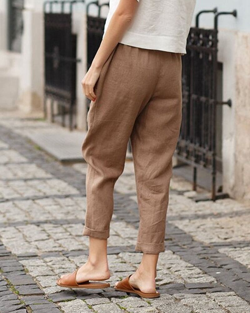 Luvrefashion | Diane Lightweight Relaxed Fit Pants Comfortable and Breathable in White - image 7