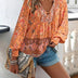 Linda | Chic Floral Summer Blouse - Orange