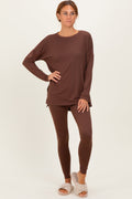 Chloe Brown Brushed Knit Oversized Lounge Set