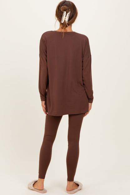 Chloe Brown Brushed Knit Oversized Lounge Set