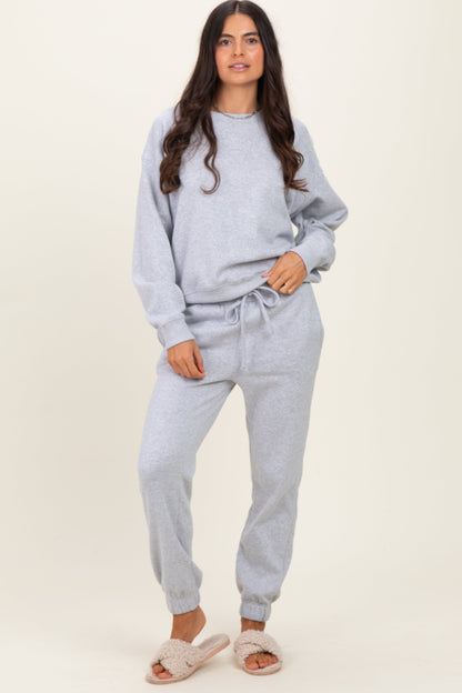 Heather Grey Cozy Fleece Long Sleeve Pullover & Jogger Set