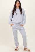 Heather Grey Cozy Fleece Long Sleeve Pullover & Jogger Set