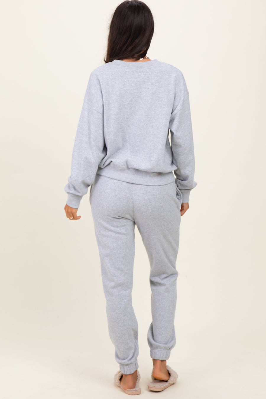Heather Grey Cozy Fleece Long Sleeve Pullover & Jogger Set