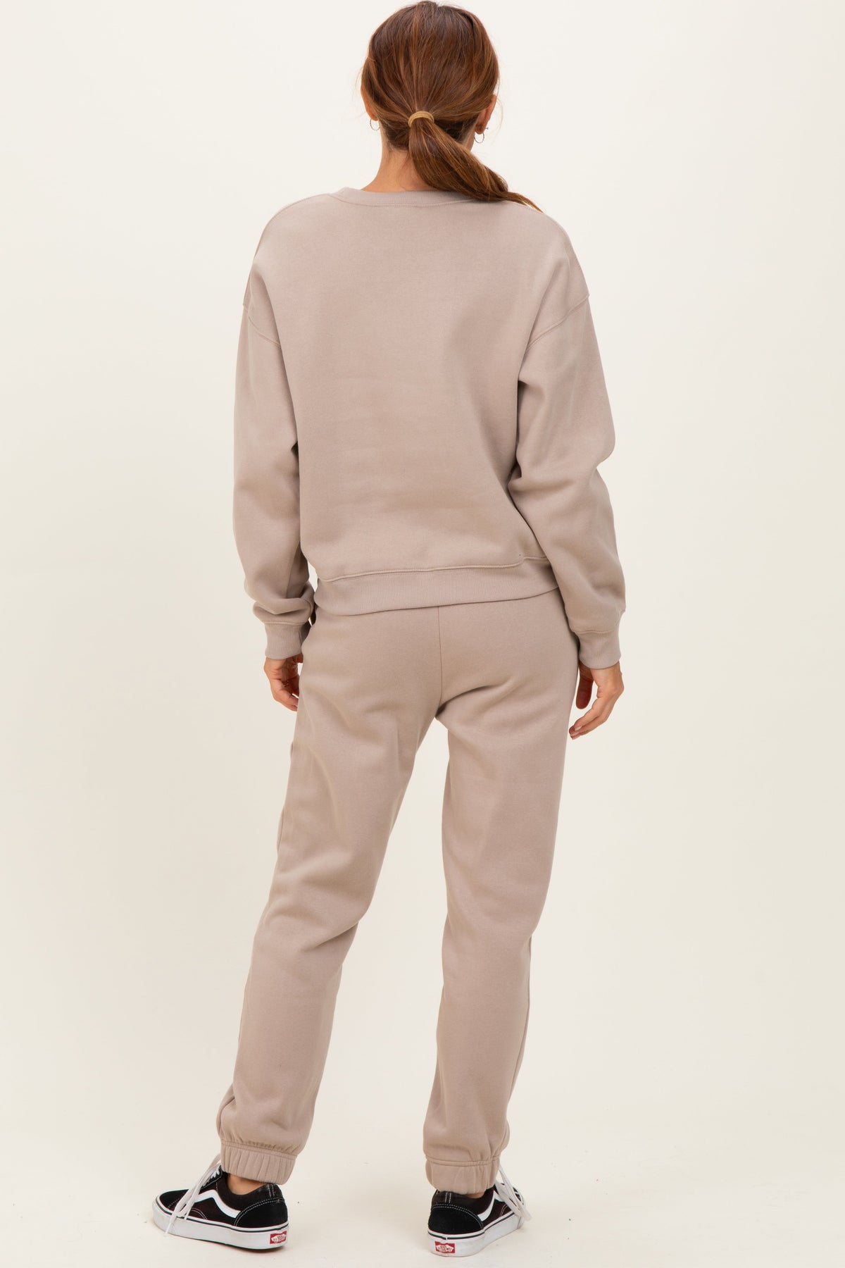 Sienna Light Mocha Fleece Cozy Long Sleeve Pullover & Jogger Set