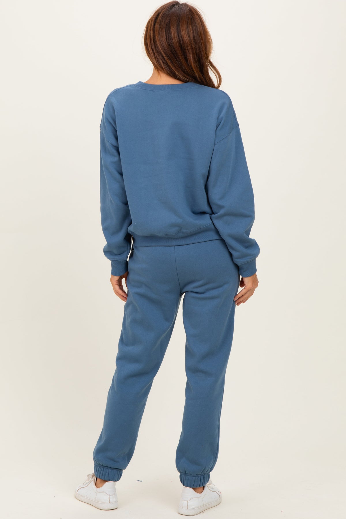 Samantha Dusty Blue Fleece Relaxed Pullover & Jogger Set