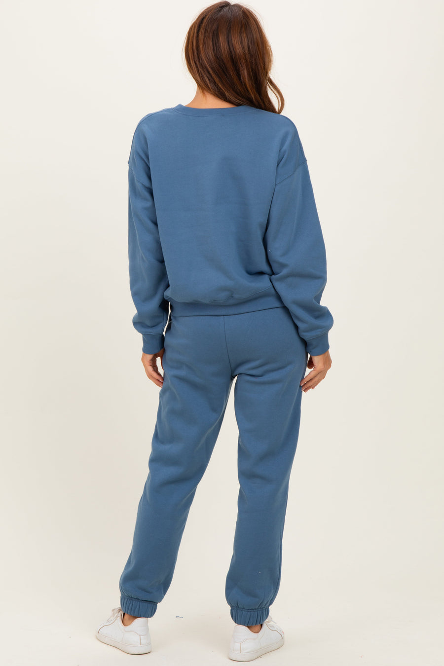 Samantha Dusty Blue Fleece Relaxed Pullover & Jogger Set