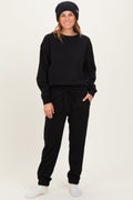 Samantha Black Fleece Cozy Long Sleeve Pullover & Jogger Set