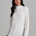 Studio Jacquard Mock Neck Tunic Pullover with Thumb Holes - Gardenia