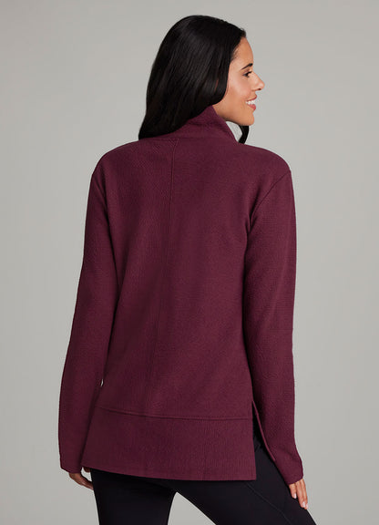 Studio Jacquard Mock Neck Tunic Pullover with Thumb Holes