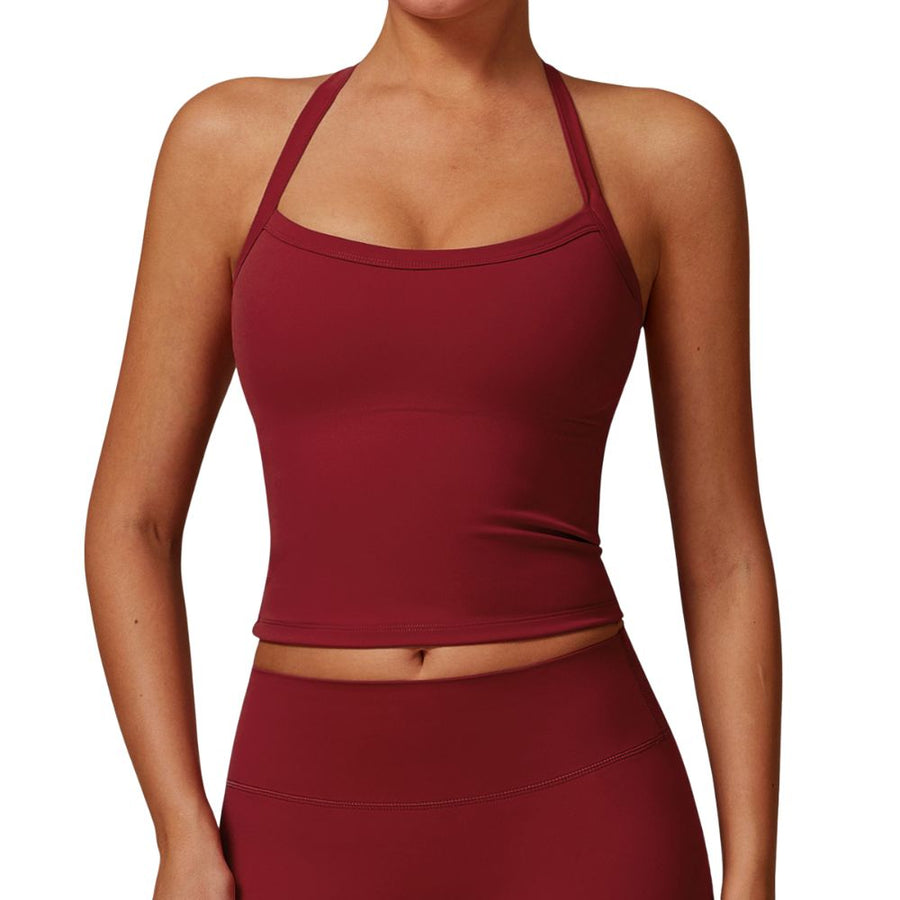 Crossback Strappy Built-In Bra Tank Top with Removable Pads