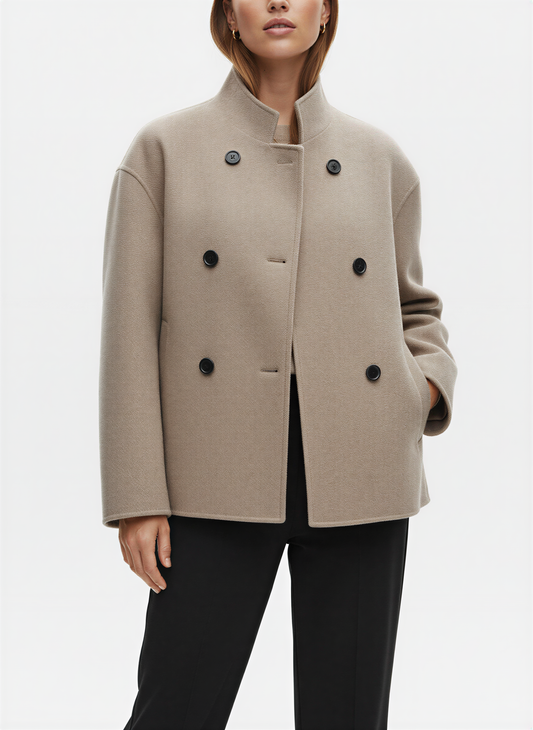 Transitional Two Piece Set Structured Fabric in Gray - front view