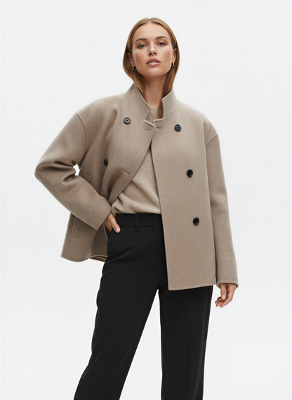 Transitional Two Piece Set Structured Fabric in Gray - back view