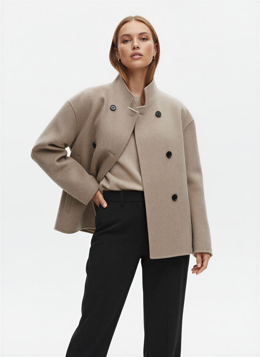 Luvrefashion | Transitional Two Piece Set Structured Fabric in Gray - back view