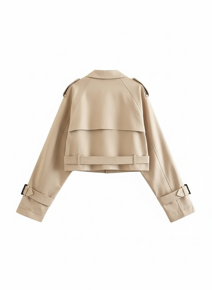 Luvrefashion | All Season Belted Short Coat in Beige - styled look
