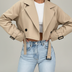 All-Season Belted Short Coat - Beige