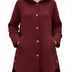 Casual Quilted Jacket with Textured Design & Wooden Buttons - Red