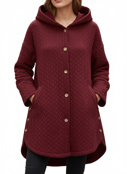 Casual Quilted Jacket with Textured Design & Wooden Buttons in Black - image 7