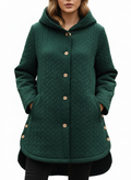 Casual Quilted Jacket with Textured Design & Wooden Buttons