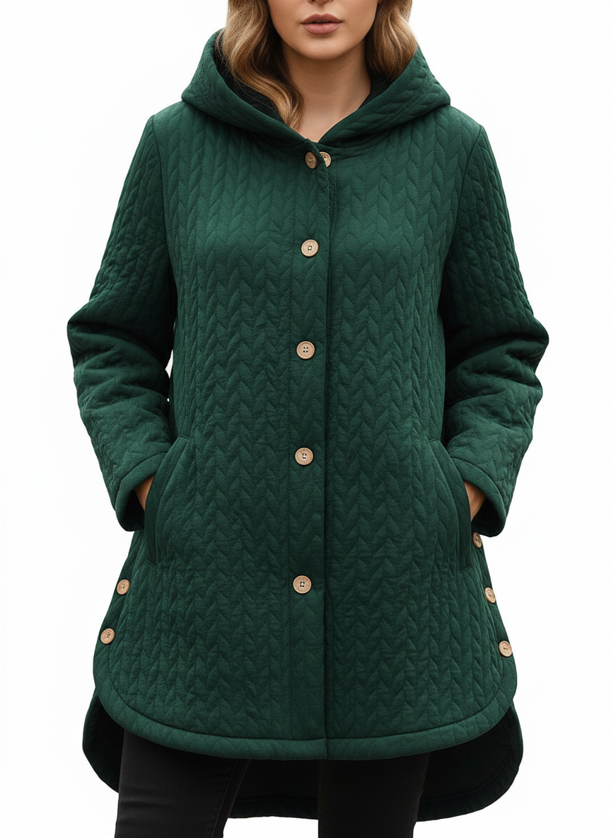Luvrefashion | Casual Quilted Jacket with Textured Design & Wooden Buttons in Black - image 8