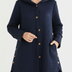 Casual Quilted Jacket with Textured Design & Wooden Buttons - Navy Blue