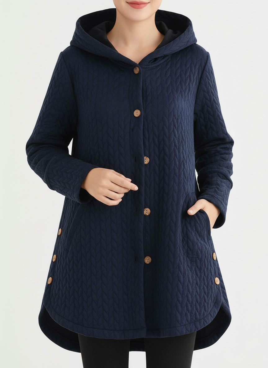 Luvrefashion | Casual Quilted Jacket with Textured Design & Wooden Buttons in Black - image 6