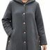 Casual Quilted Jacket with Textured Design & Wooden Buttons - Gray