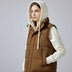 Removable Hood Quilted Vest - Brown